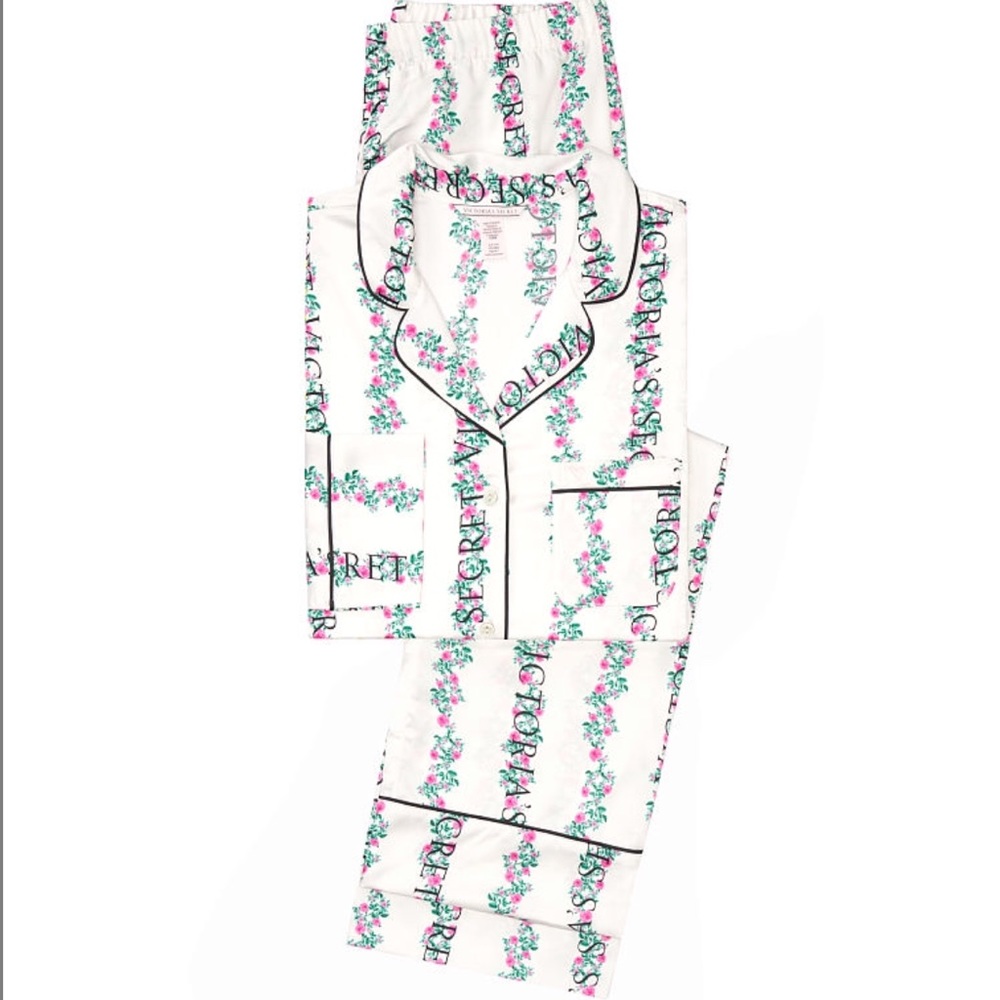 VICTORIA'S SECRET floral logo The Satin Pajama Set